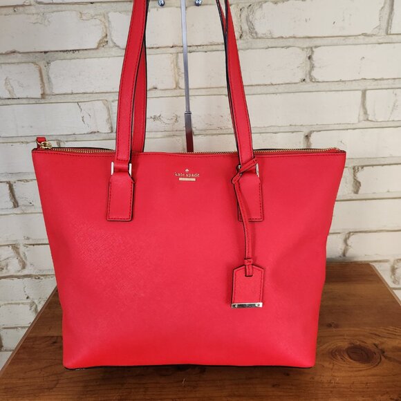 Euc Kate Spade Lucie Cameron Street Rosso Red Shoulder Bag Tote Purse - Picture 2 of 15
